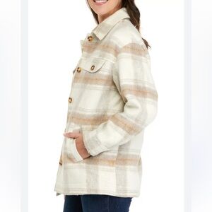 Wonderly Cream and Tan Plaid Utility Jacket